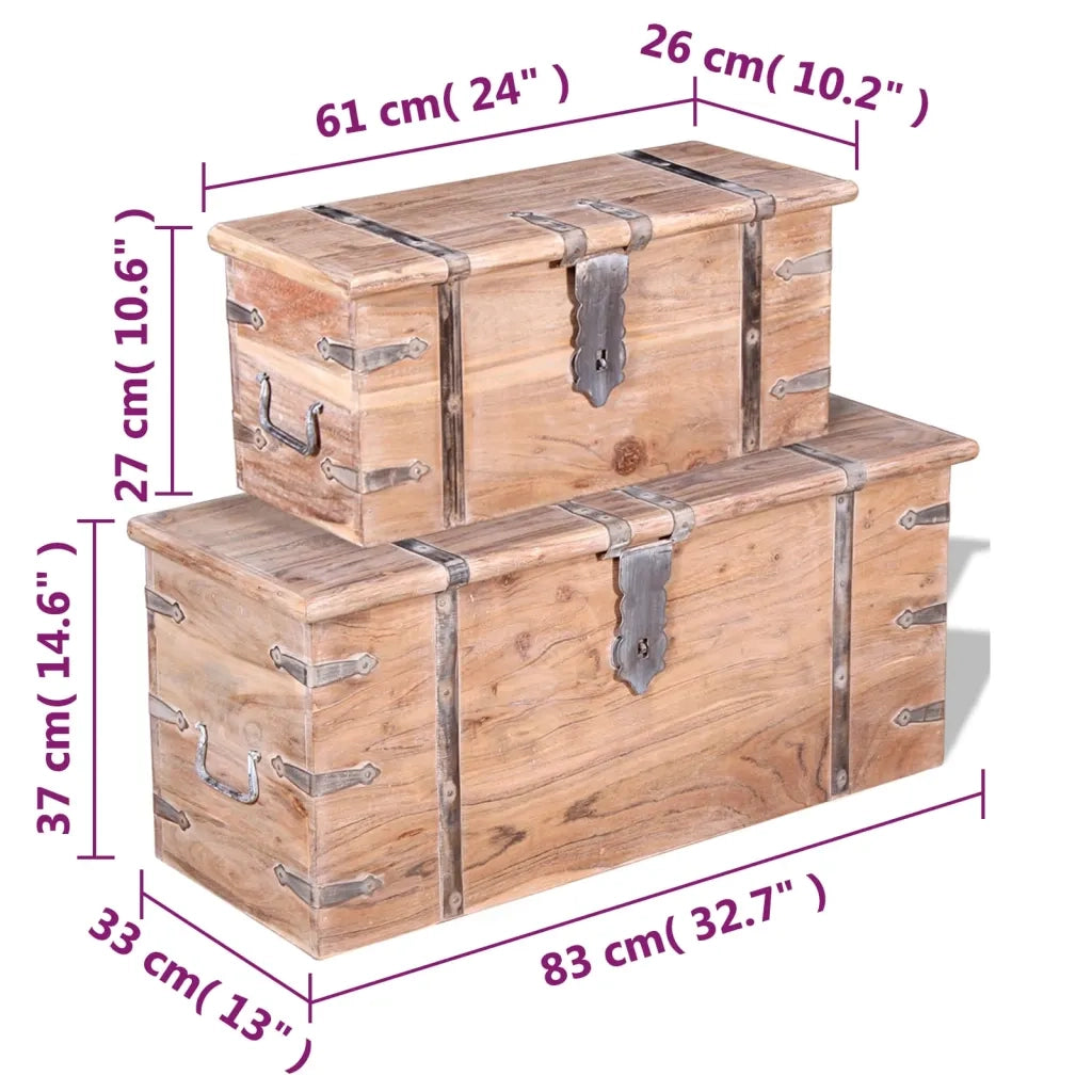 Set 2 Pezzi Cassapanca in Legno Massiccio di Acacia CFW9114725