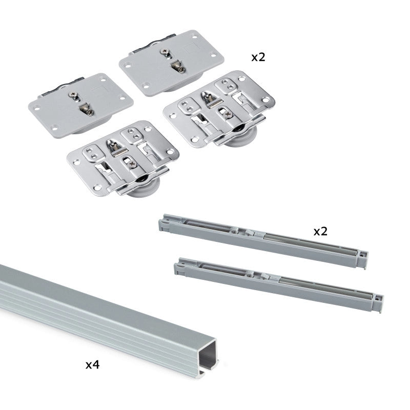 Kit di ferramenta per armadio 2 ante scorrevoli pieghevoli con chiusura soft Twofold, per 4 pannelli non inclusi, Con ..