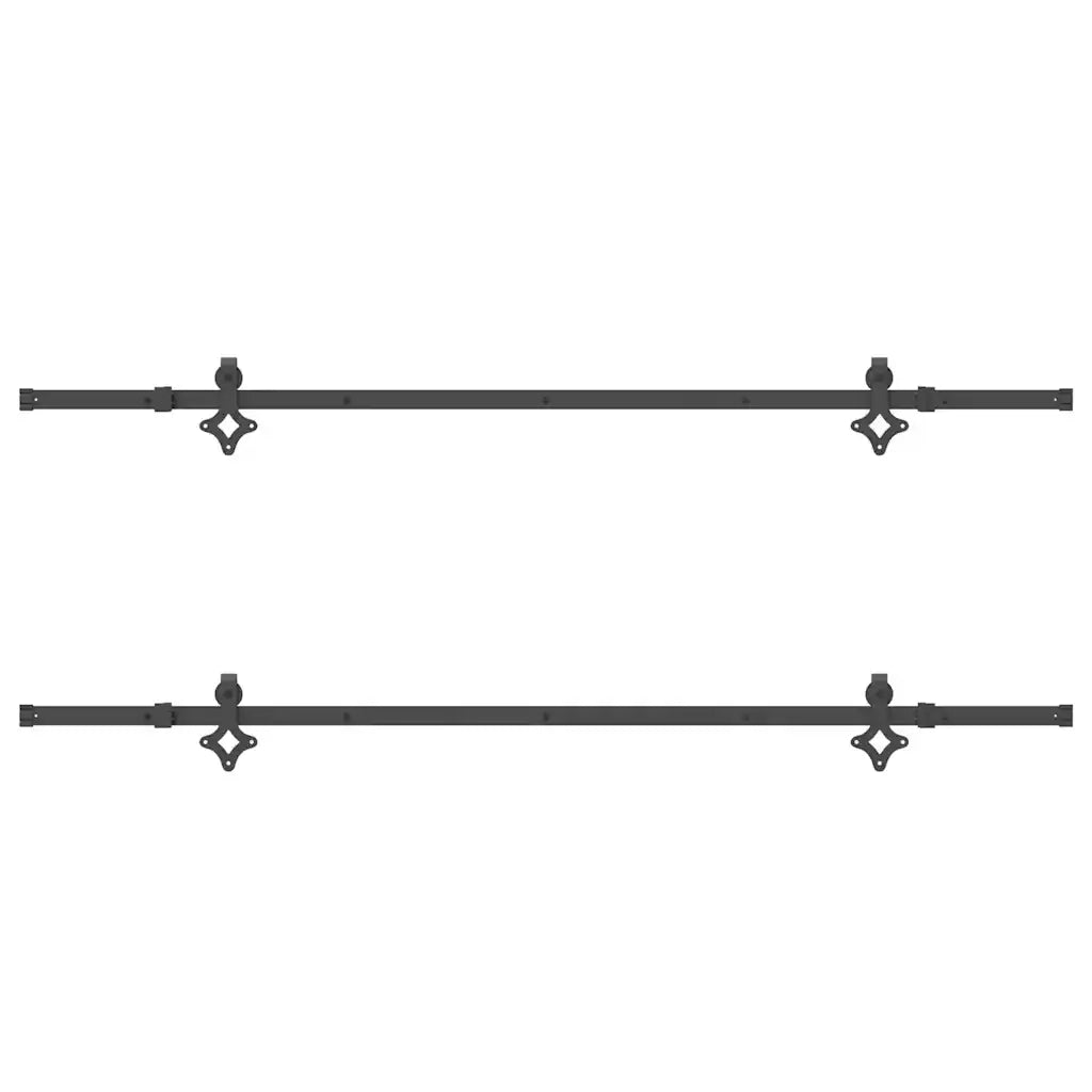 Kit di Binari per Porte Scorrevoli 213,5 cm Acciaio Nero 3295736
