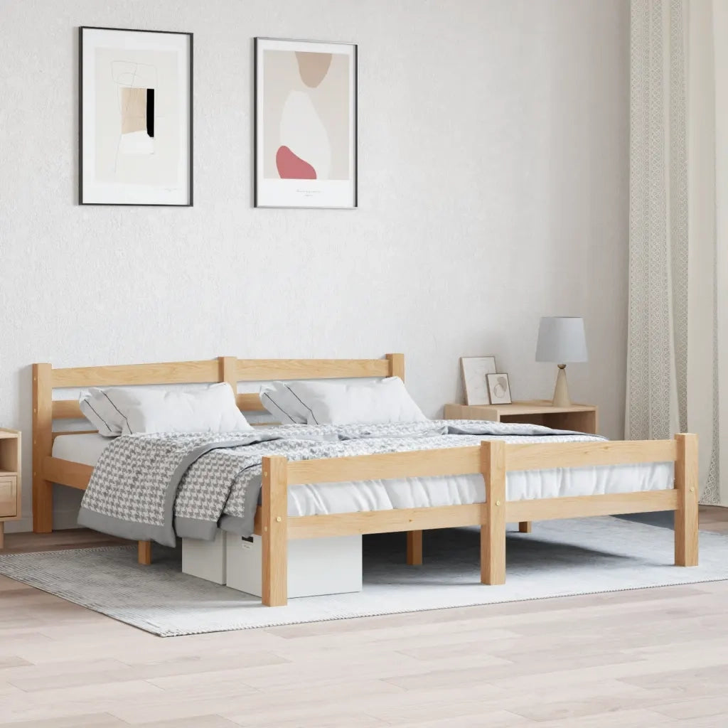 Letto matrimoniale | Letto per adulti | Giroletto senza Materasso 160x200 cm in Legno Massello di Pino