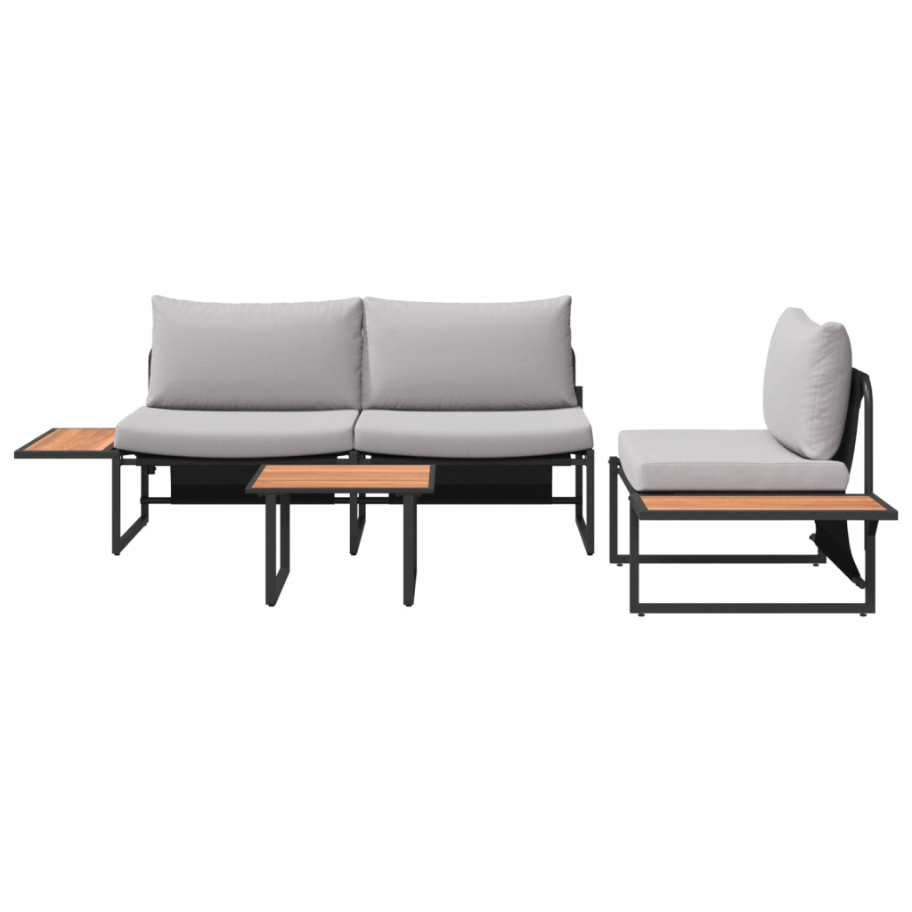 Set da giardino in 3 pezzi di  con cuscini grigio chiaro