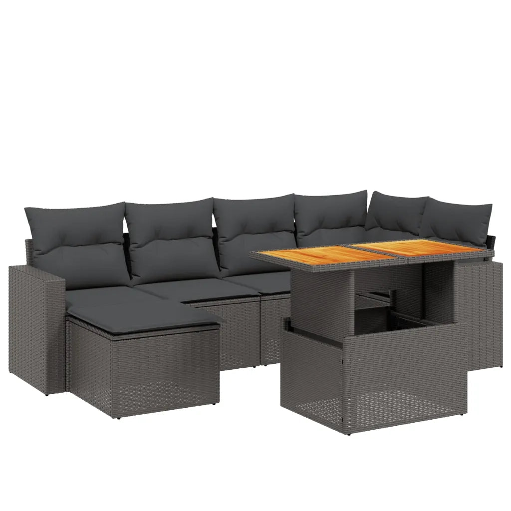 Set Divani da Giardino con Cuscini 7pz Nero Polyrattan 3271412