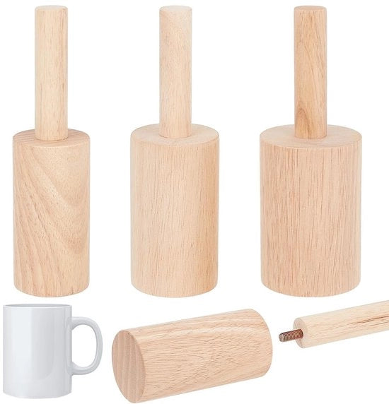 Set di Moulds in Ceramica - 3 Formati 6/7/8cm - Strumento per Modellare in Legno - Manubrio Removibile - Per Creare Coppe e Vasi - Materiale Duraturo - Moulds per Ceramica