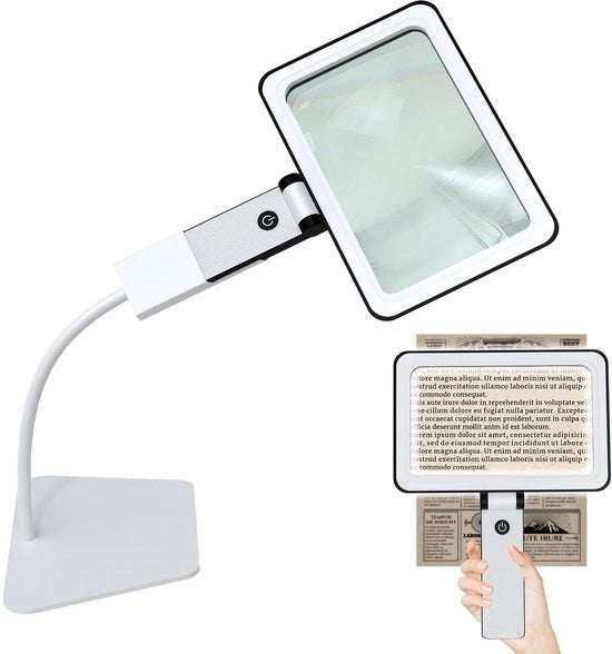 Leesloep con illuminazione - Leesloep pieghevole - Standard - Per anziani - 5x ingrandimento - Progettazione leggera - Occhialino per lettura