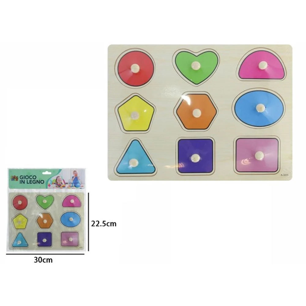 Trade Shop - Puzzle A Incastro Tema Geometrico Gioco Educativo In Legno Per Bambini Con Pomelli 23326 -