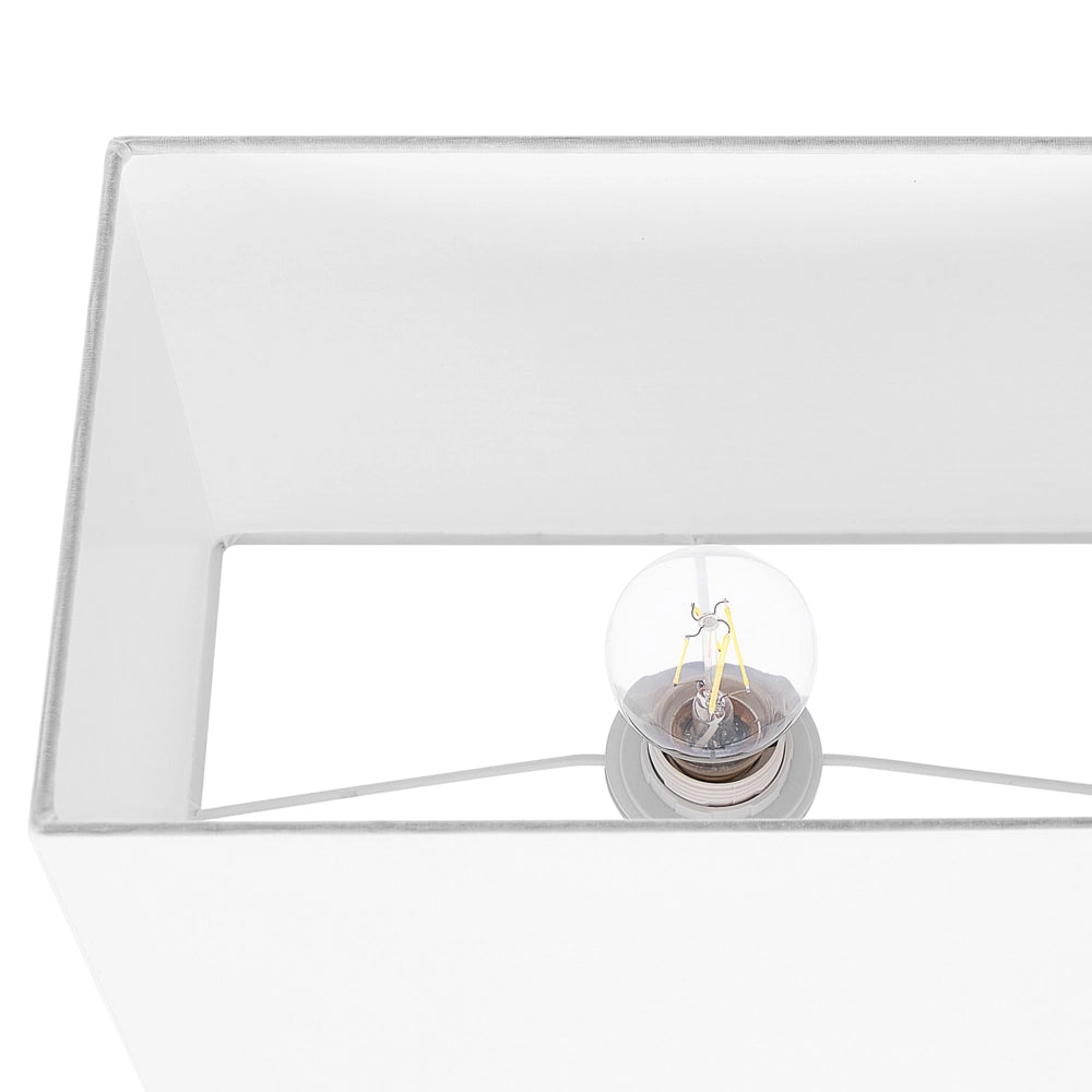 Lampada da Tavolo Metallo dorato Bianco Paralume paralume in policotone Rettangolare 62H cm Soggiorno Moderno