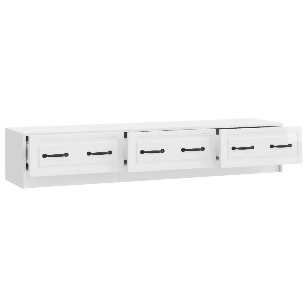 Mobile TV Bianco Lucido 147 x 34,5 x 27 cm Legno ingegnerizzato