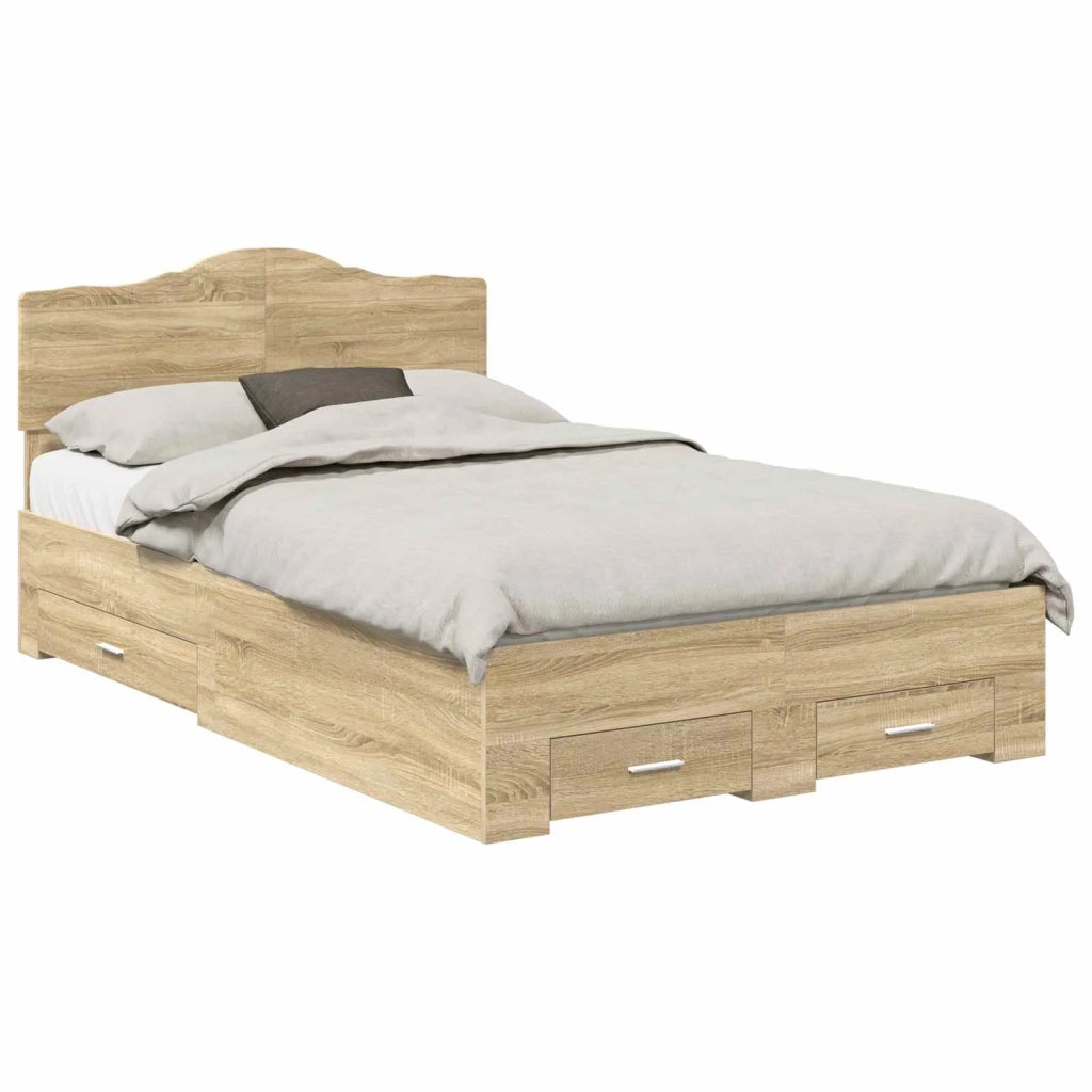 Struttura del letto con testiera Rovere Sonoma 135 x 190 cm 3413204