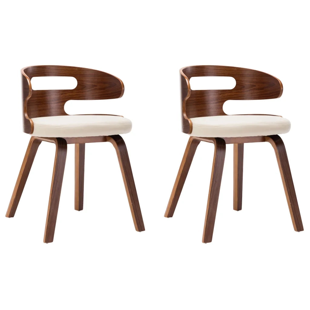 Sedie da Pranzo 2 pz in Legno Curvato e Similpelle Crema 283106