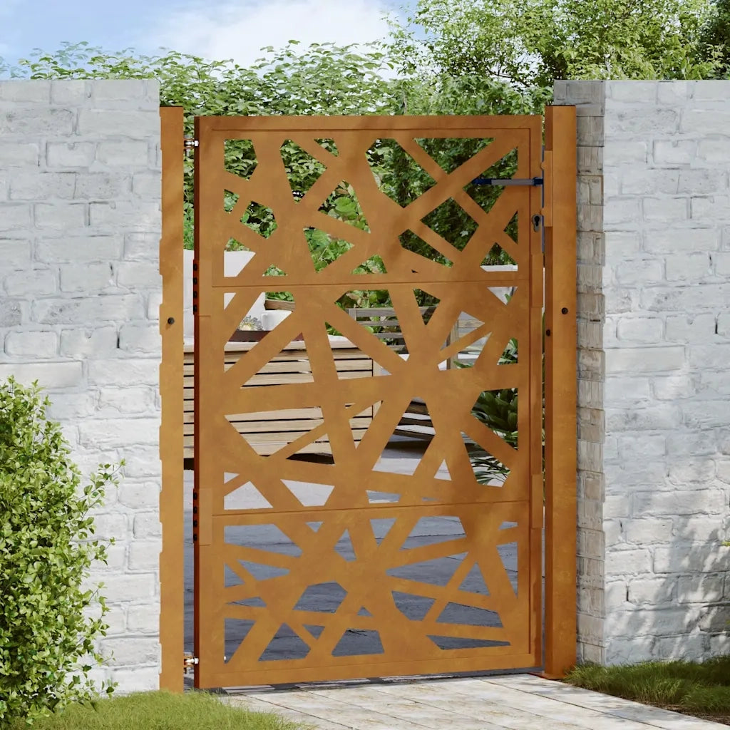 Cancello da giardino 100x125 cm in acciaio corten design leggero 4100955
