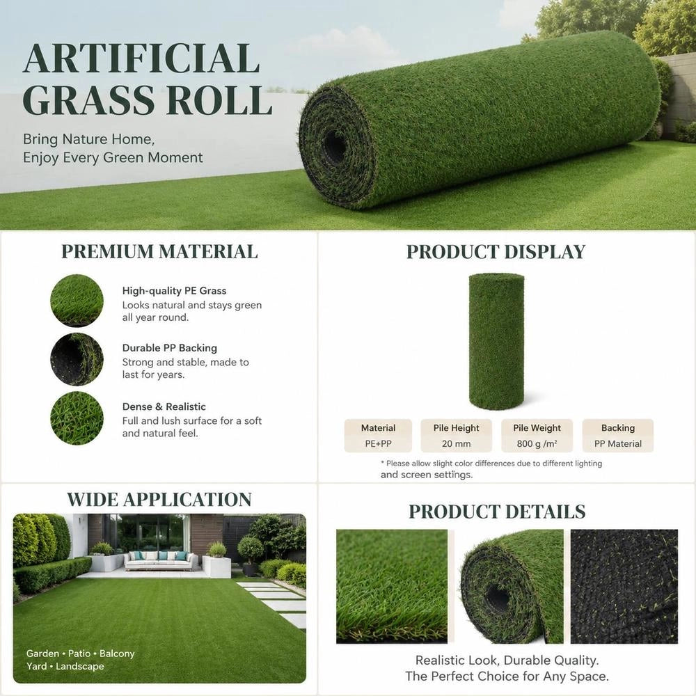 Artificial Turf 1x8 M / 20 Mm Green