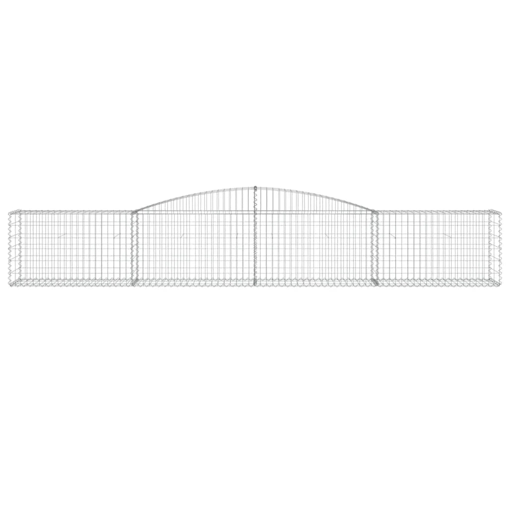 Cestini gabbioni recinzione a gabbia muro di contenimento ad arco 25 pezzi 400 x 50 x 60/80 cm ferro zincato argento 02_0040722
