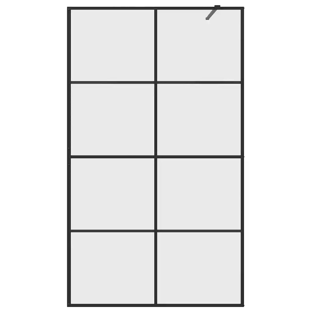 Parete per Doccia Walk-in Vetro Trasparente ESG 115x195cm Nera cod mxl 69378