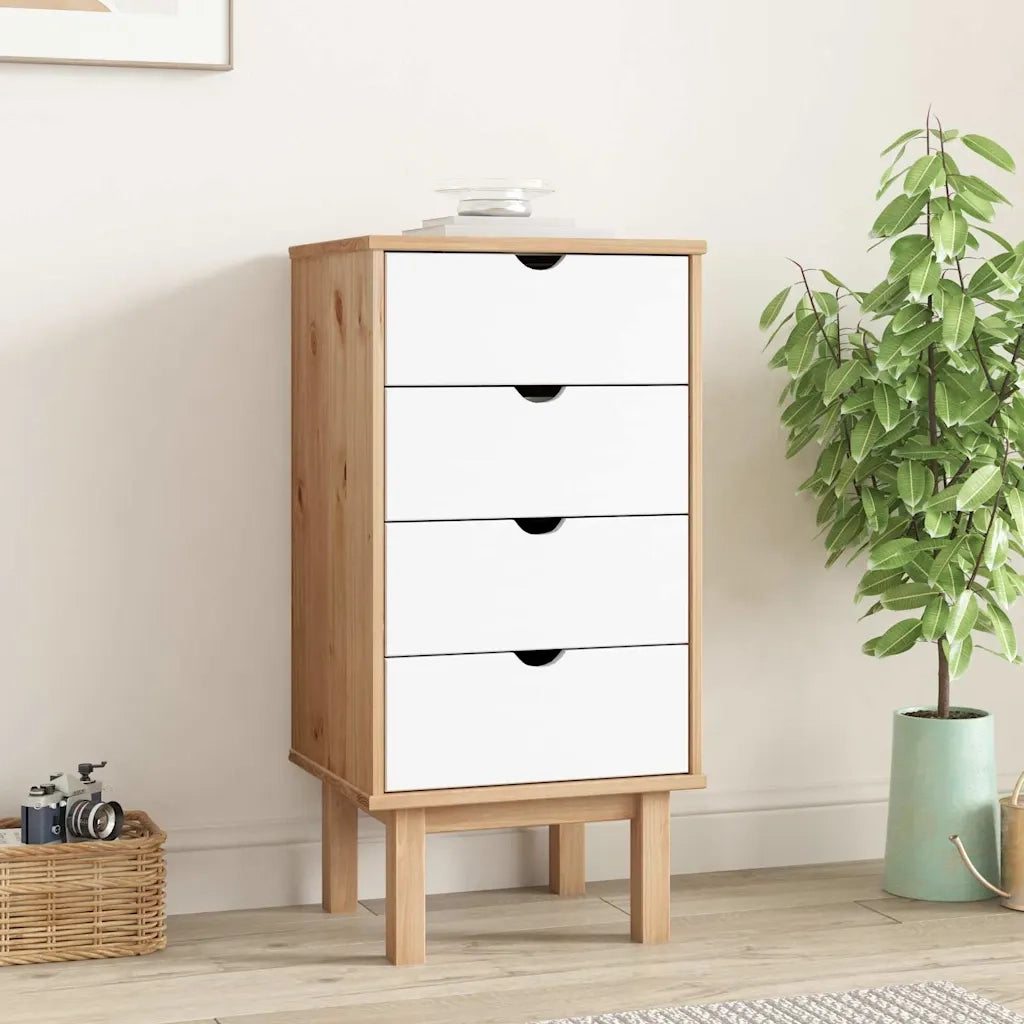 Cassettiera OTTA Marrone e Bianco 45x39x90 cm in Legno di Pino CFW6247274