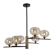 Lampadario Mesta Italux nero/bronzo antico 6xG9 vetro ambra