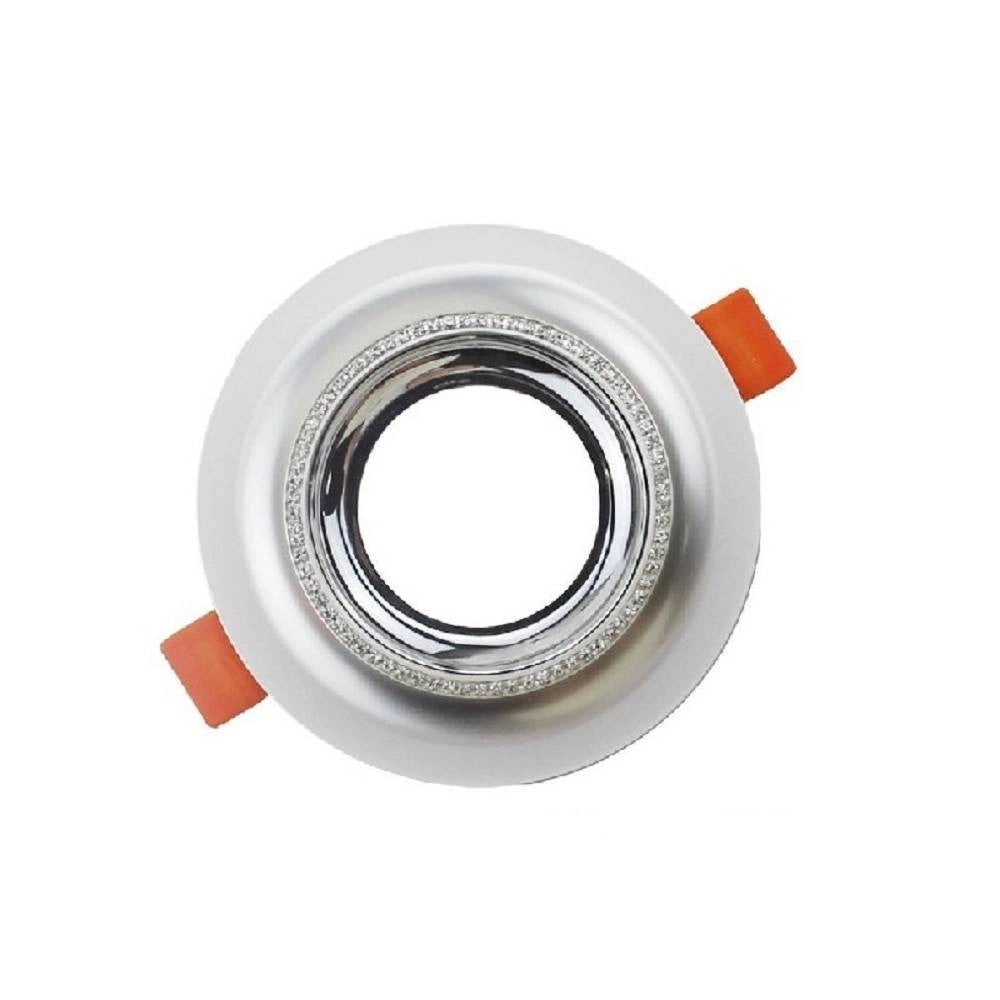 Trade Shop - Porta Faretto Rotondo Ad Incasso Con Brillantini Gu10 Foro 75mm Argento Oro P25 -