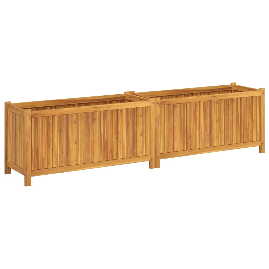 Fioriera | Cassetta per fiori | Vaso Giardino con Rivestimento 199x38,5x50 Massello Acacia