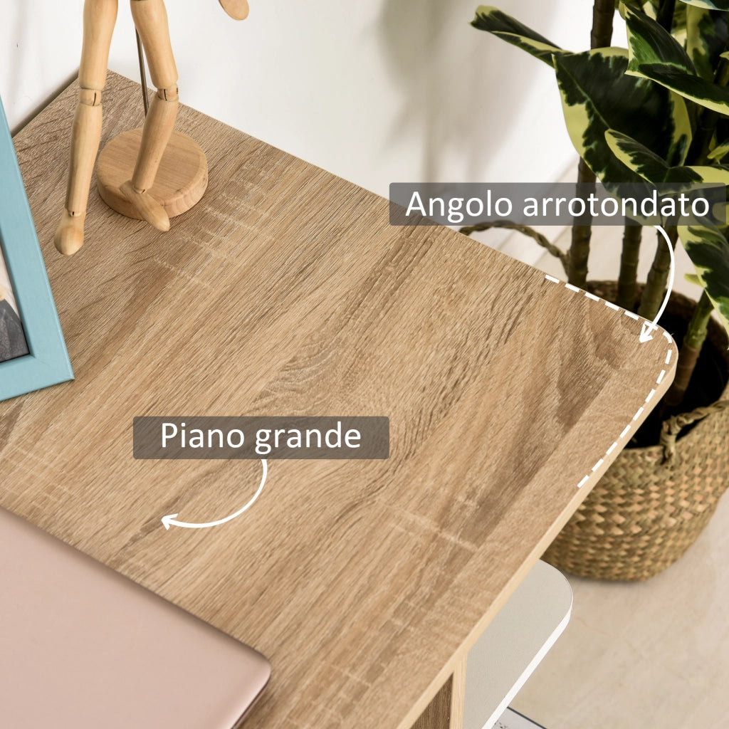 Scrivania Moderna in Legno con Scaffale e Cassetti ¨C Zephmum ¨C Bianco e Quercia 100x44x74cm