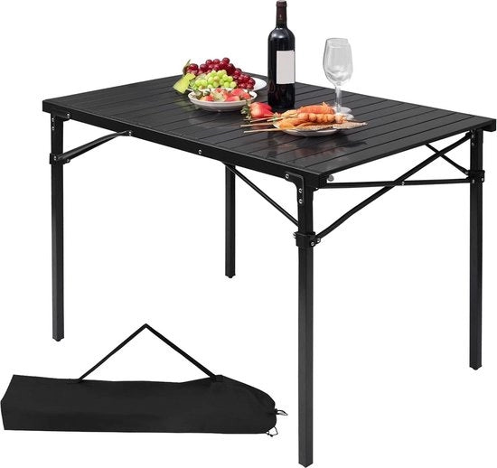 Tavolo da campeggio pieghevole e trasportabile - Tavolo da buffet in alluminio 104 x 69 x 70 cm - Alto carico portante - Nero CPT8134sz