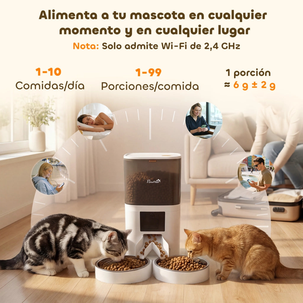 Dispenser Cibo Automatico 6L WiFi App ¨C zephmum ¨C 2 Ciotole Programmable 1-10 Pasti