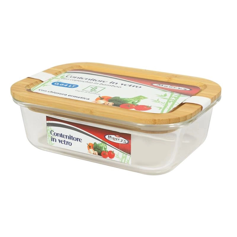 MAURY'S CONTENITORE IN VETRO CON COPERCHIO IN LEGNO A  CHIUSURA ERMETICA 0.64 LITRI