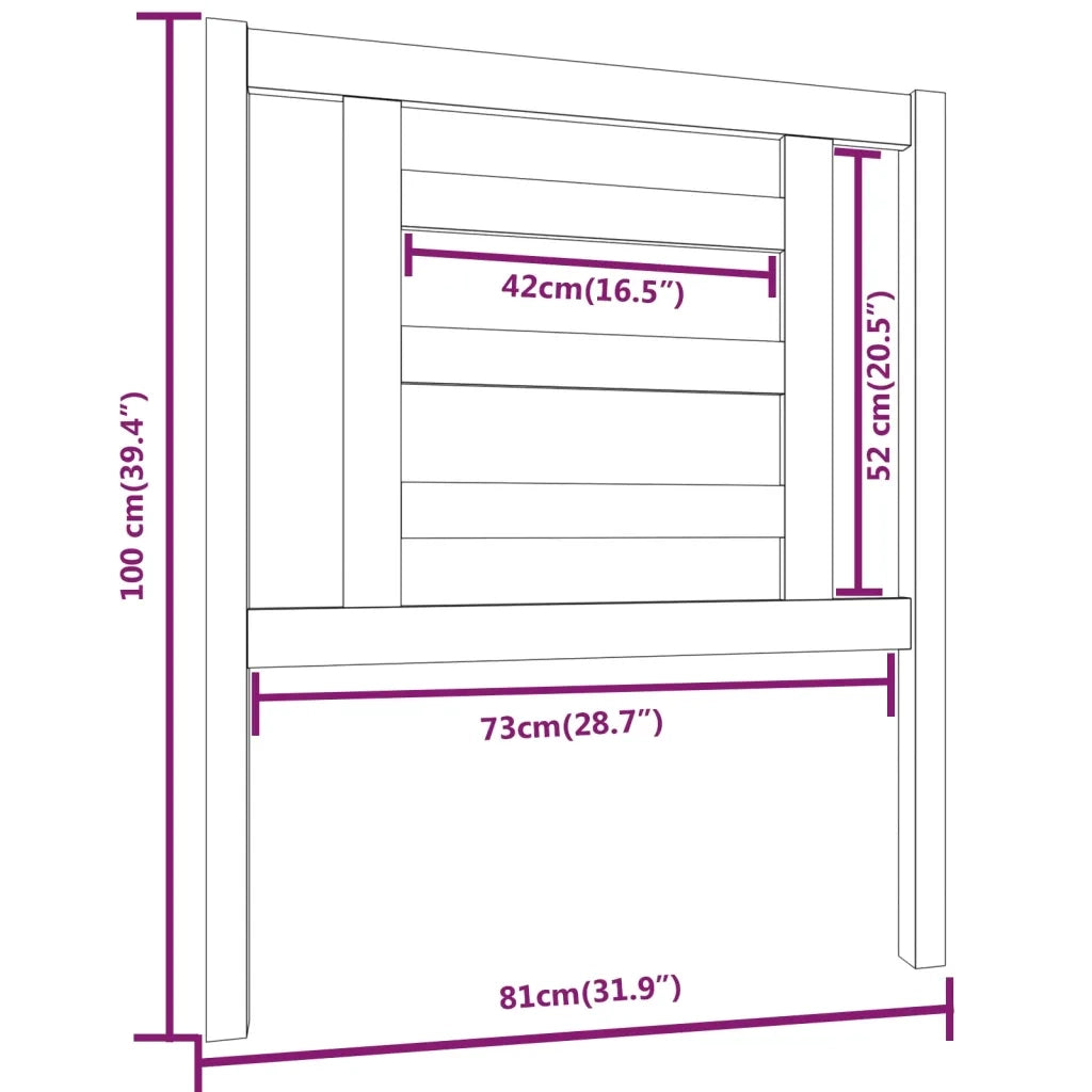 Testiera per Letto Nera 81x4x100 cm in Legno Massello di Pino 818799
