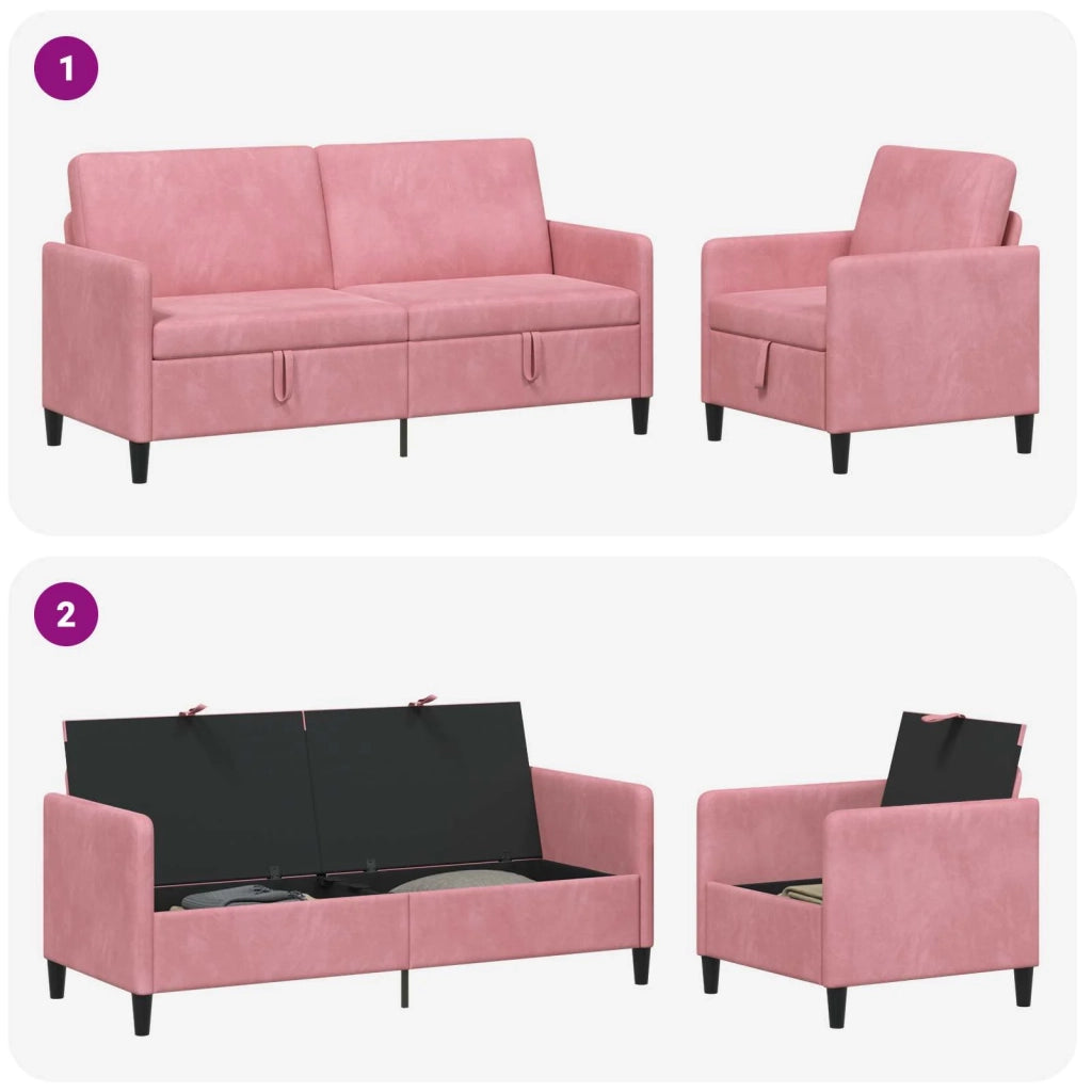 Set di Divani con Storage 2 pz Rosa Poliestere 3429222