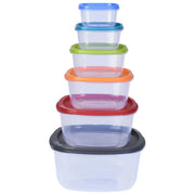 Excellent Houseware set 6 contenitori alimentari con coperchio, in plastica, ermetici, impilabili, multicolore, lavastoviglie
