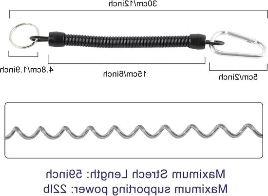 Tirante di sicurezza retrattile con funi avvolgibili per lenze e reti da pesca - Nero