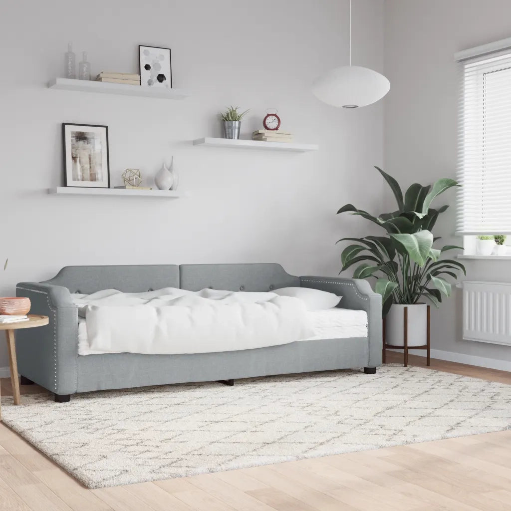 Divano letto | Sof¨¤ letto | Letto singolo con Materasso Grigio Chiaro 90x190 cm in Tessuto