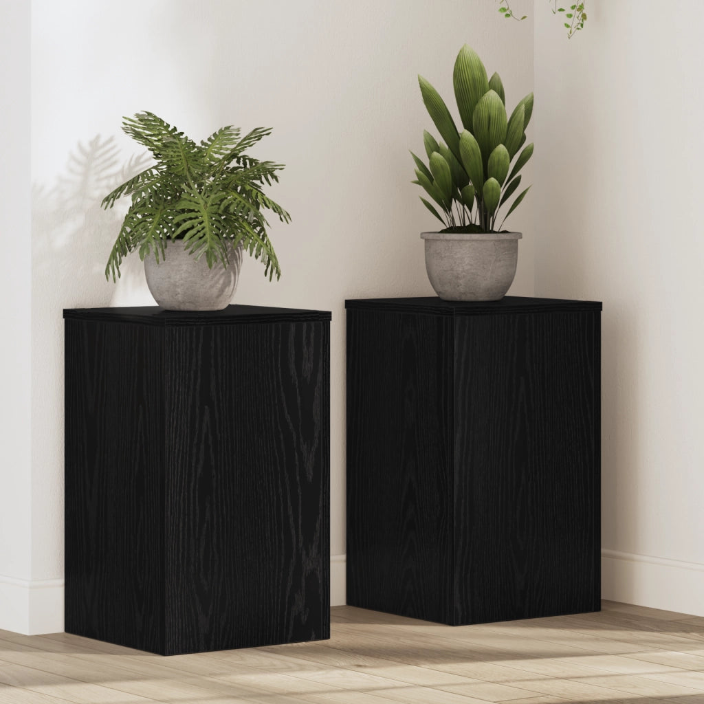 Supporti per Piante 2 pz Rovere Nero 30x30x50 cm Legno ingegnerizzato
