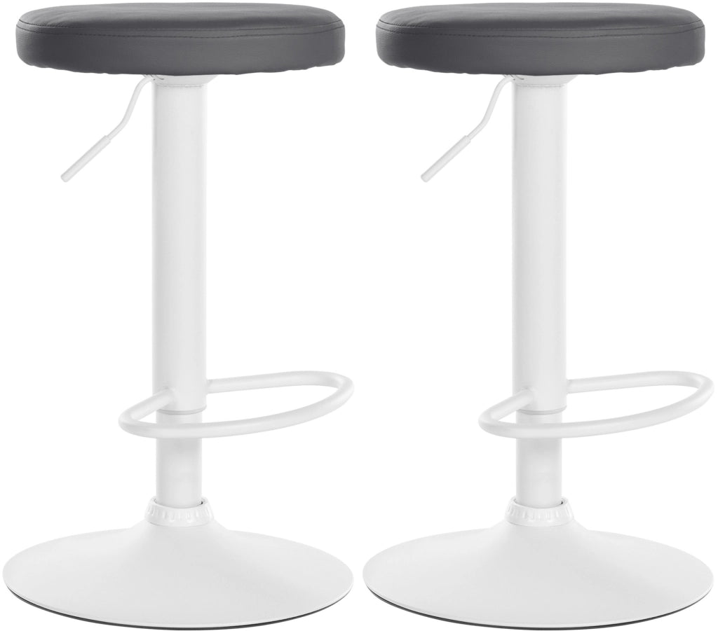 Set di 2 sgabelli da bar Ponte in similpelle grigio,Metallo bianco opaco