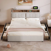 Letto matrimoniale – 140x200 cm – 4 cassetti USBC testiera regolabile – legno