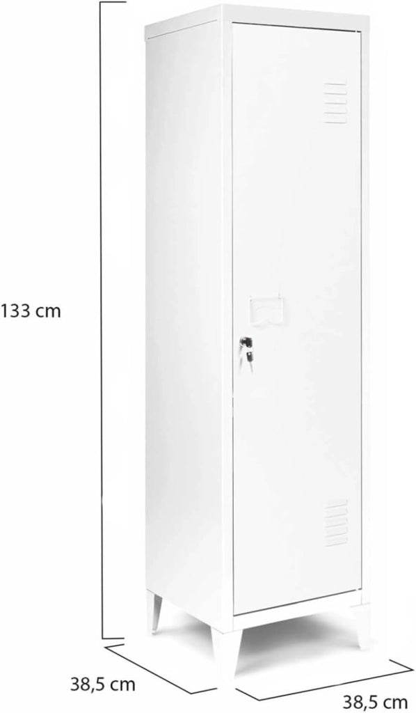 Armadietto ESTER con porta in metallo bianco, design industriale
