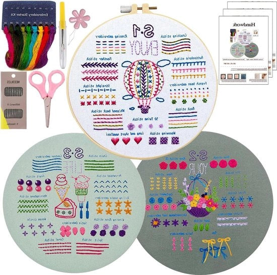 Set di Punti di Fiori per Telaio di Pianta per Principianti - Set di Punti per Telaio di Pianta per Adulti con Tema di Vita - 3 Pezzi Set di Punti per Telaio di Pianta DIY