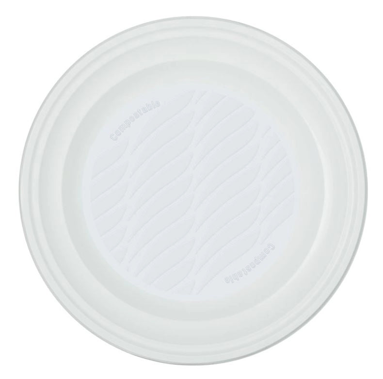 BIBO PIATTI FONDI IN BIOPLASTICA BIANCHI DIAMETRO 21,5 CM CONFEZIONE DA 15 PEZZI