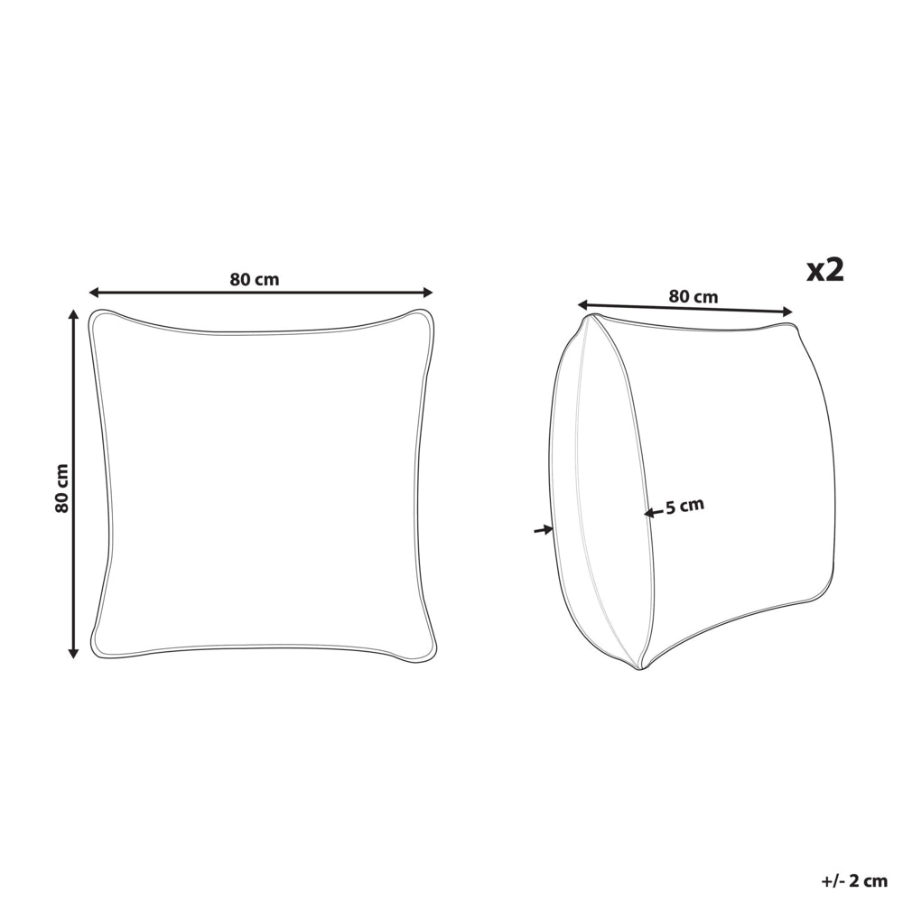 Set 2 Cuscini Letto di colore Bianco Microfibra 80 x 80 cm Morbido stile moderno contemporaneo