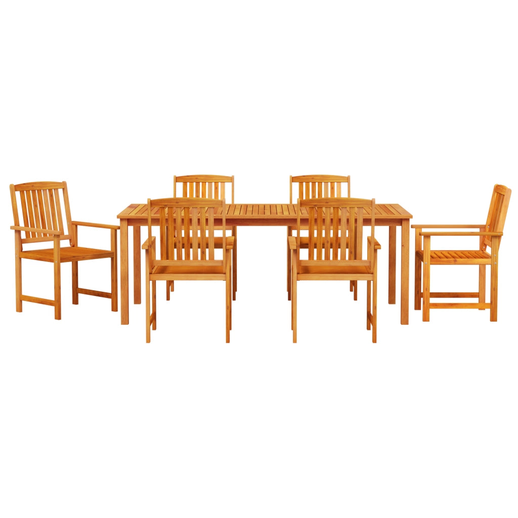 Set Pranzo Giardino 7 Pezzi in Legno Massello di Acacia