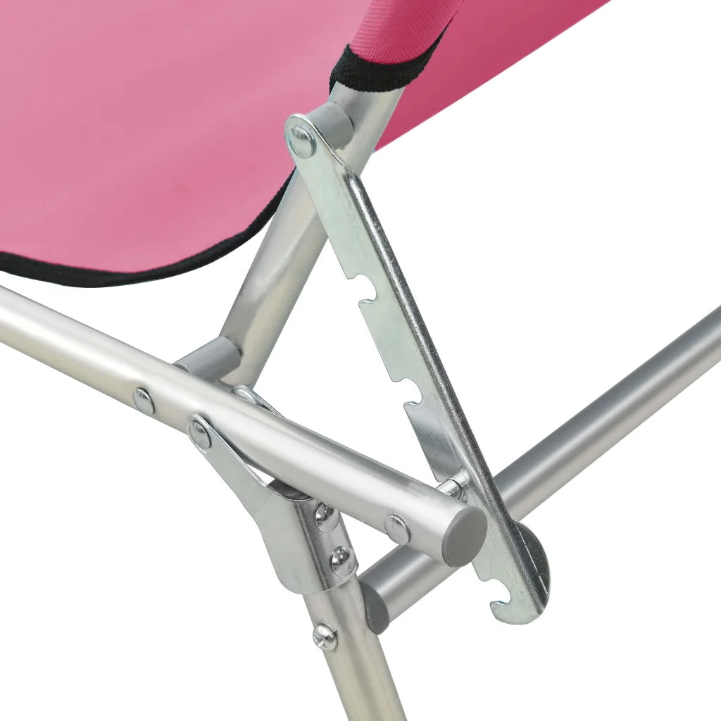 Lettino Pieghevole con Baldacchino in Acciaio Rosa Magenta 310327