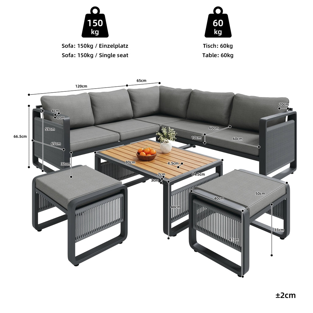 Set Divano da Giardino 6-7 Posti con Cuscini ¨C Xylo ¨C Polyrattan Grigio, Angolare