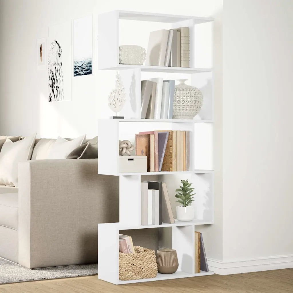 Libreria divisoria per ambienti a 5 ripiani bianca 70x24x161 cm in legno ingegnerizzato 858093