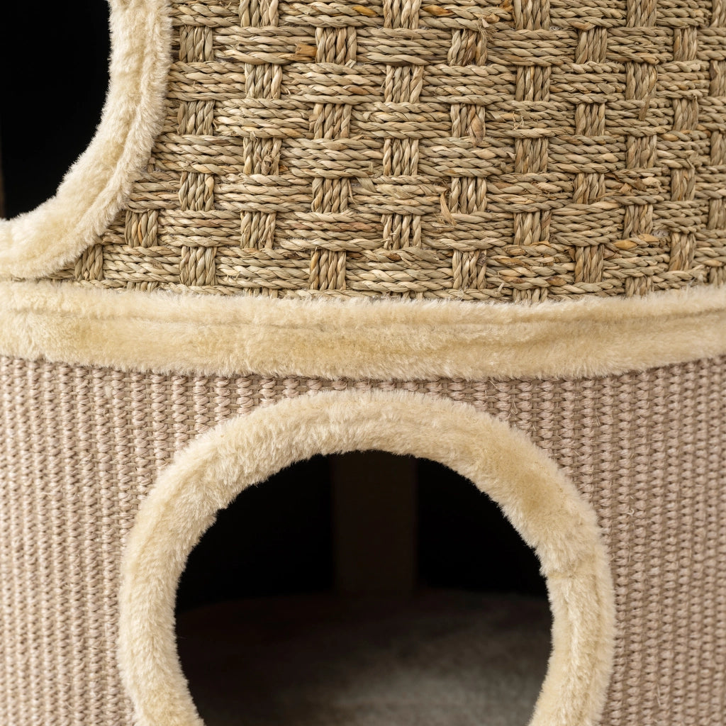Tonnetto per Gatti a 3 Piani ¨C zephmum ¨C Khaki e Marrone 45x79 cm