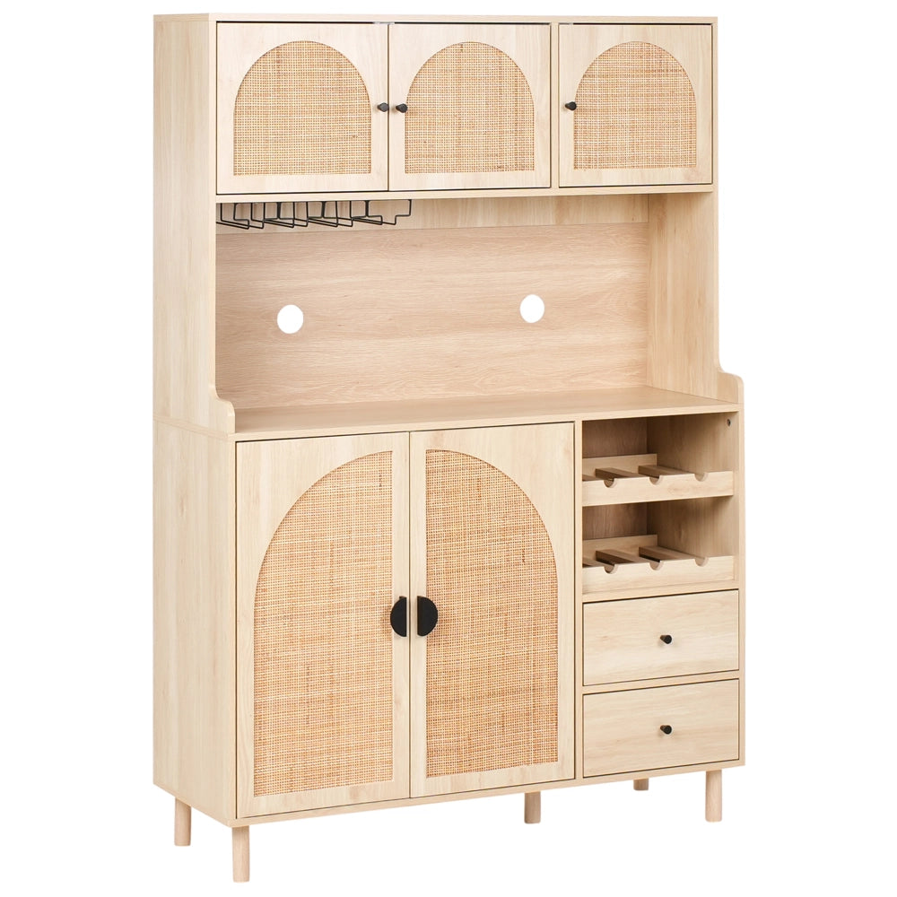 Mobile per cucina decorativo in truciolato marrone chiaro con ripiani e display Sala da pranzo Cucina