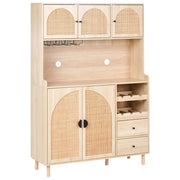 Mobile per cucina decorativo in truciolato marrone chiaro con ripiani e display Sala da pranzo Cucina