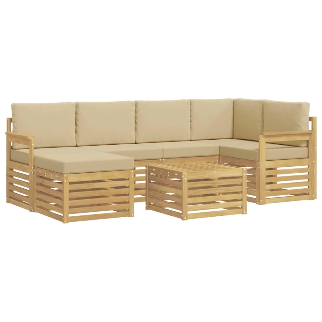 Set di divani da esterno 7 pcs Bianco e Beige 59 x 59 x 37 cm