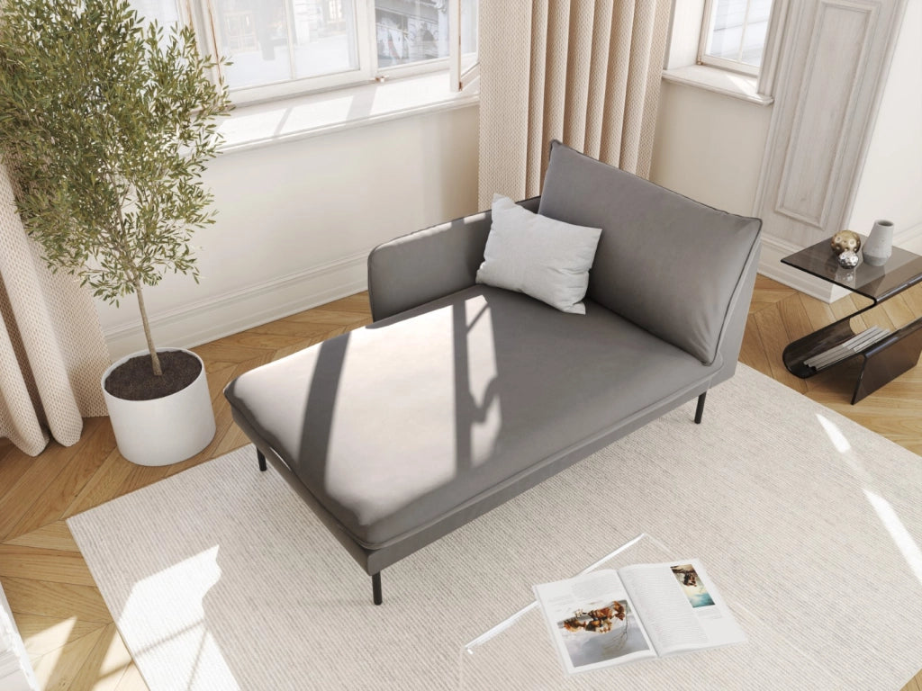 Cosmopolitan Design - Chaise longue sinistra "Vienna" in velluto grigio chiaro 