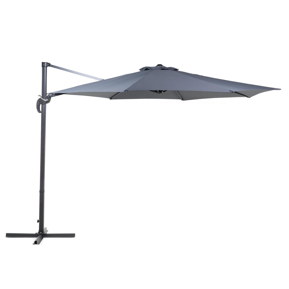 Ombrellone da giardino in tessuto grigio 240 cm girevole resistente agli agenti atmosferici