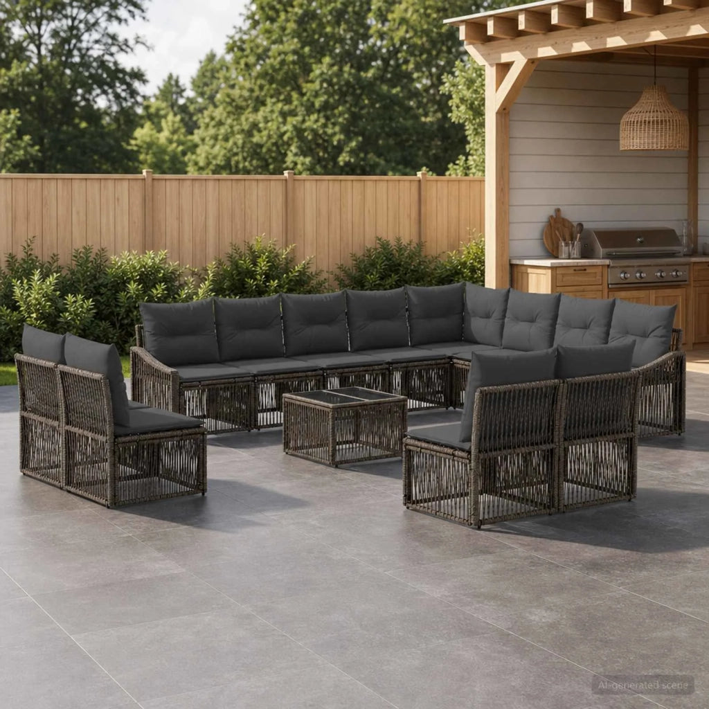 Set Divano da Giardino 13 pcs Grigio polyrattan 3436166