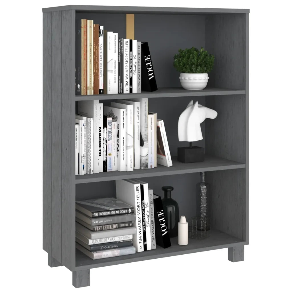Libreria HAMAR Grigio Scuro 85x35x112 cm Legno Massello di Pino 340486