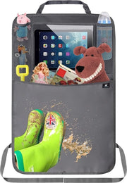Organizzatore per auto - Protezione per la superficie di carreggiata - Pelle PU - Sostegno per tablet pieghevole - Imbottito - Nero - 2 pezzi